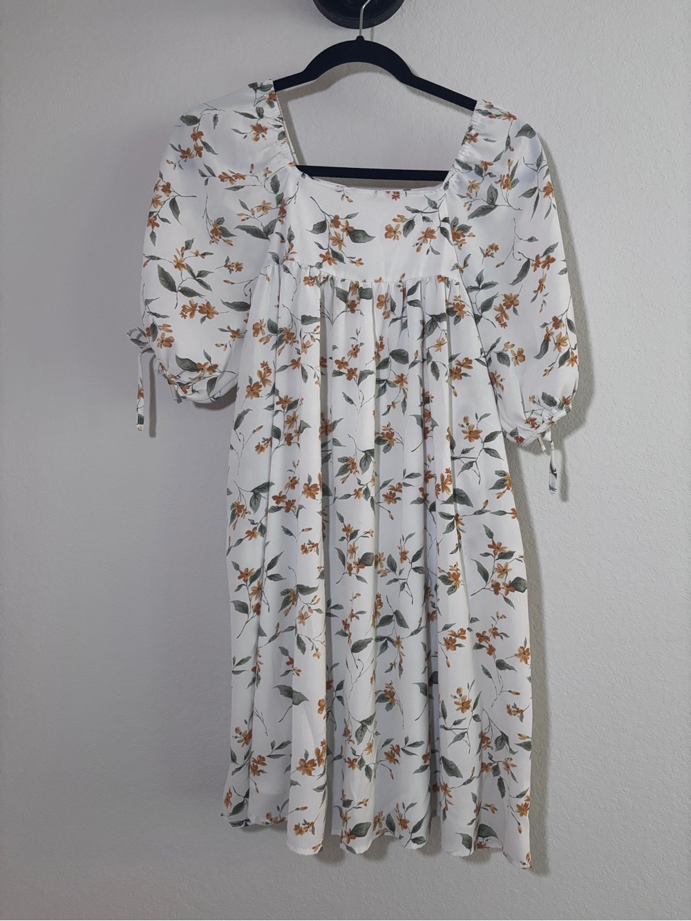 Chelsea & Violet Dress Babydoll XL Floral Puff Sleeve White Cottagecore Boho
